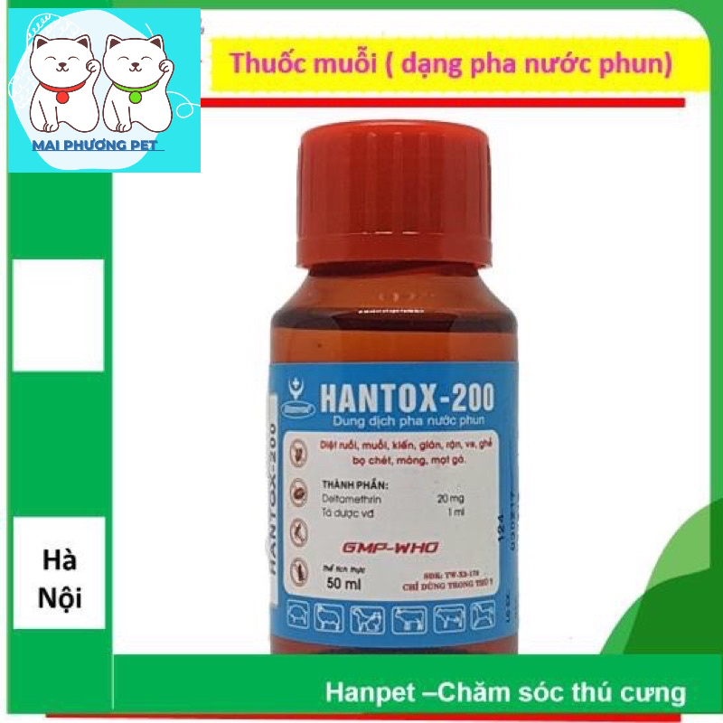 Thuốc muỗi, ruồi, kiến, gián HANTOX 50ml, - dạng pha nước phun - hanpet 316