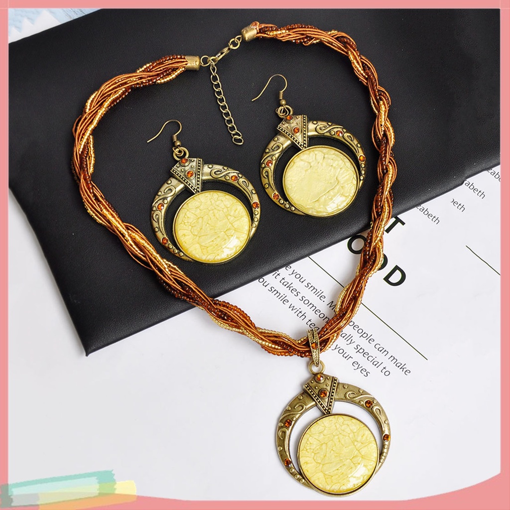 Set 2 Vòng cổ Và Bông Tai Nhiều Lớp Phong Cách Bohemian