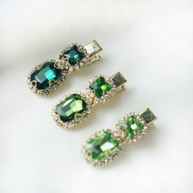 Kẹp tóc đính đá đôi - Emerald Collection