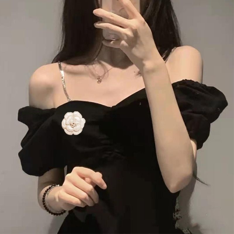 Cài áo ghim cài áo bông hoa trà hai màu chà neo mix đồ siêu đỉnh