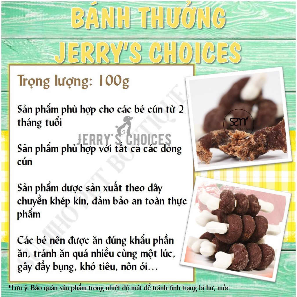 Bánh thưởng cho chó Jerry's Choices (100gr/túi) thức ăn cho chó