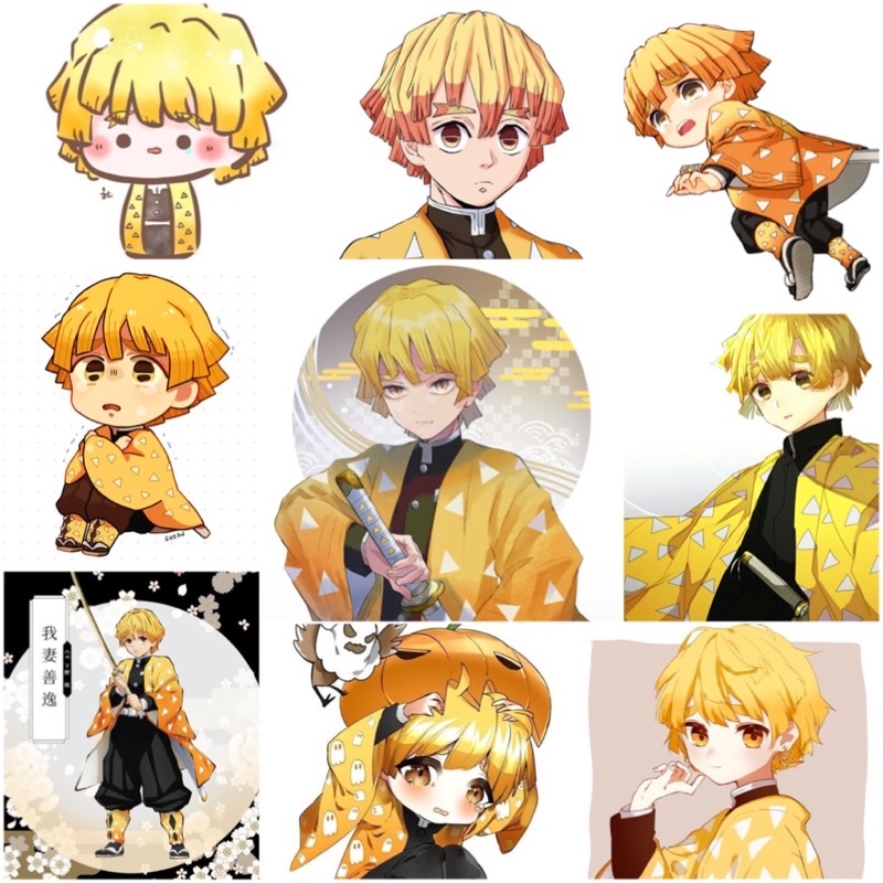 Sticker/hình dán Agatsuma Zenitsu 30-60 cái ép lụa/Anhe Sticker Agatsuma kimetsu no yaiba