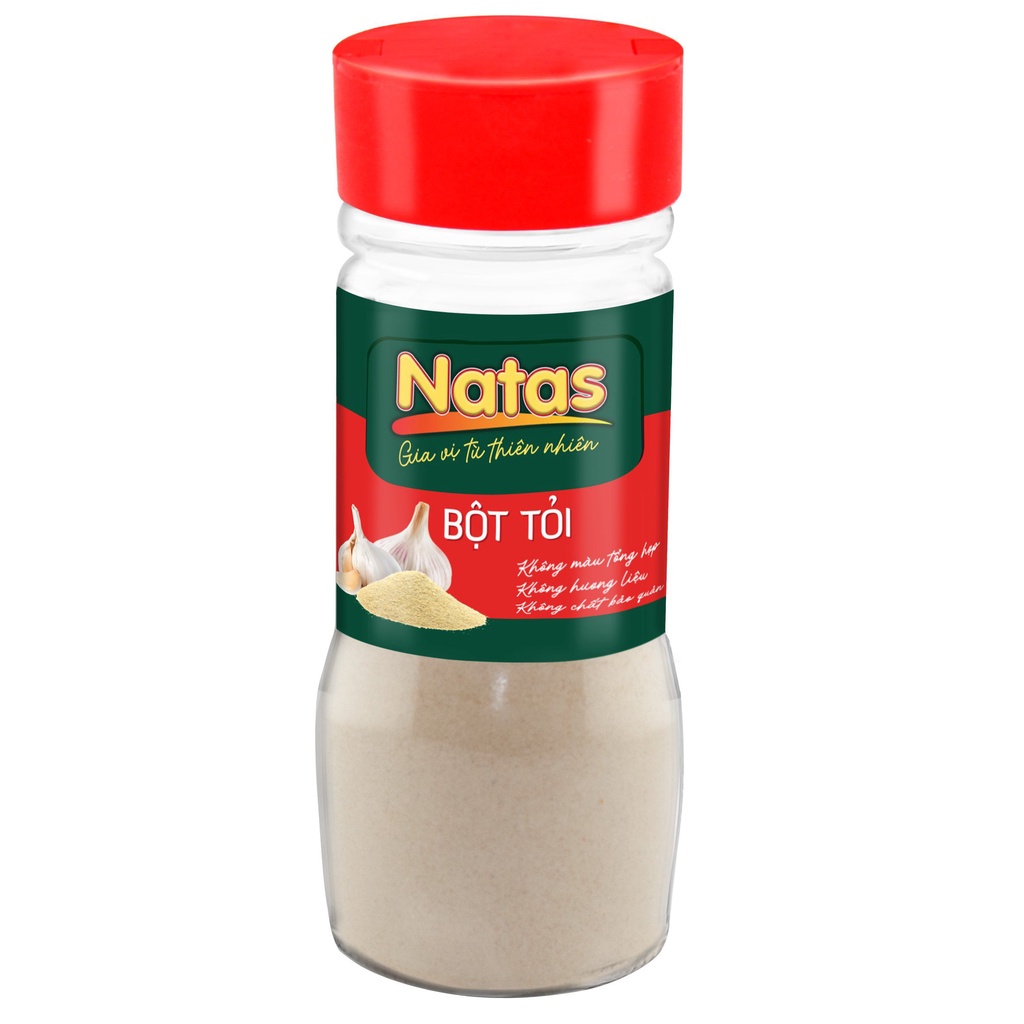 Combo gia vị truyền thống Natas: Bột tỏi Natas 65g + Bột ớt Natas 45g + Bột Tiêu đen xay Natas 55g