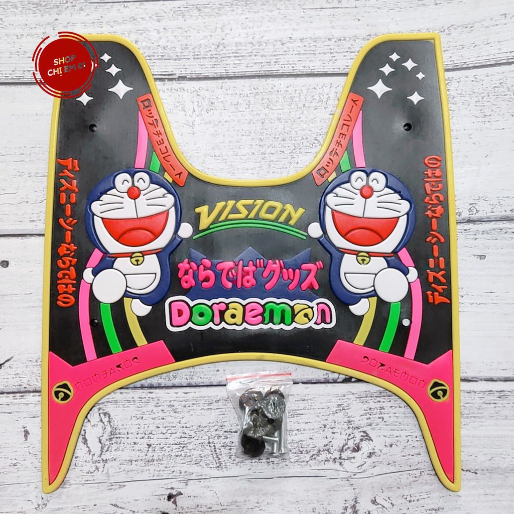 Thảm lót sàn xe Vision đời 2014-2021 hình Doraemon, thảm lót chân cao su dẻo cực cute