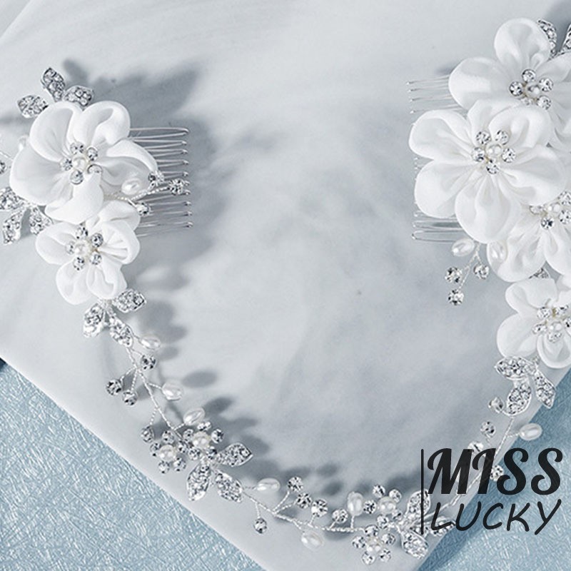 Lược Cài Tóc Hoa Đính Ngọc Trai Sang Trọng Cho Cô Dâu