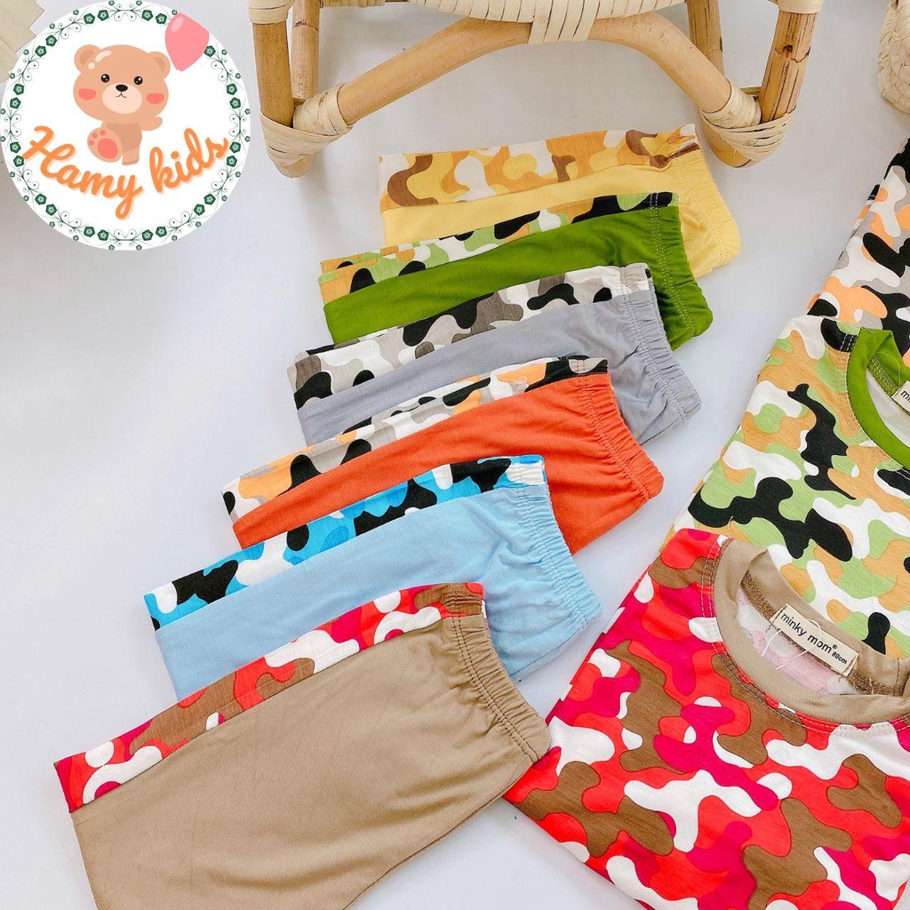 Đồ Bộ Trẻ Em Minky Mom Chính Hãng Thun lạnh Raplan Quần Hoa Văn Lính Nhí Đáng Yêu Cho Bé 0-5 Tuổi Dưới 20kg - Hamykids