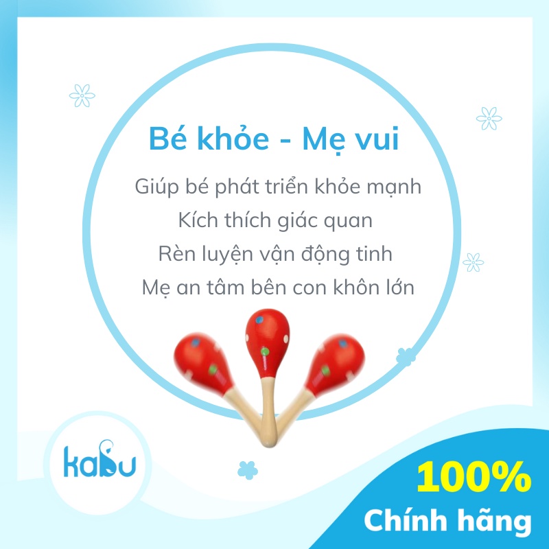 KABU - Lục Lạc Gỗ Đầu Tròn, Lục Lạc Đùi Gà Kích Thích Đa Giác Quan Cho Bé 3 Tháng Tuổi
