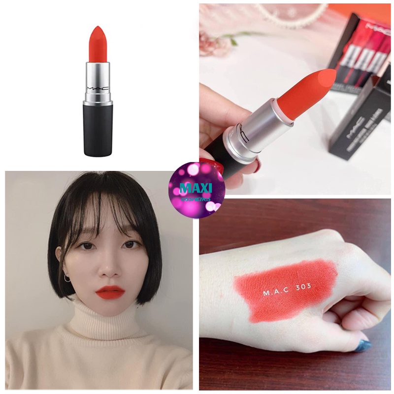 Son MAC Powder Kiss Màu 303 - Màu Đỏ Cam