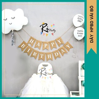 Dây Happy Birthday phong cách vintage chất liệu vải bố