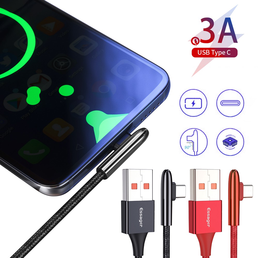 ESSAGER Usb C 90 Gramsageto Di Cavo Di Cavo C Per Samsung S10 Xiaomi K20 Oneplus 7 Pro 6 T 3a Di Ridica Velooce Usbc Tipo-C ((Go)