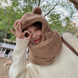 Mũ khăn gấu lông 3in1