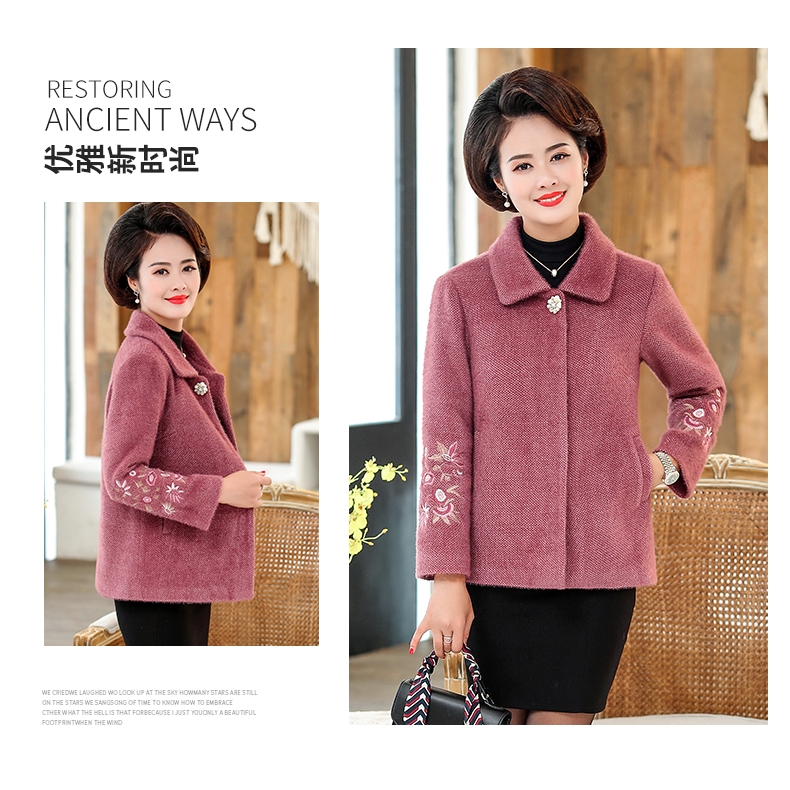 Áo Khoác Len Lông Chồn Ngắn Ấm Áp Thu Đông Cho Phụ Nữ Trung Niên | BigBuy360 - bigbuy360.vn