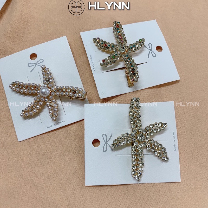 Kẹp tóc sao biển đính đá và hạt trai