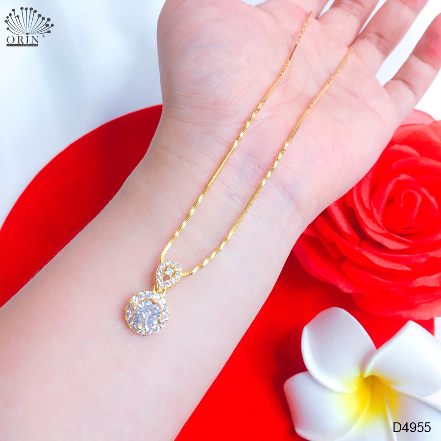 Dây chuyền nữ mì xoắn mặt tròn đính đá thiết kế cao cấp Orin D4955