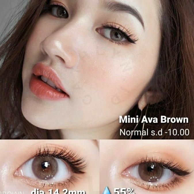 Thấu Kính Áp Tròng Mini Ava Brown. Bình thường / Minus. Thái Lan Gốc. Chẩn đoán 14,2Mm