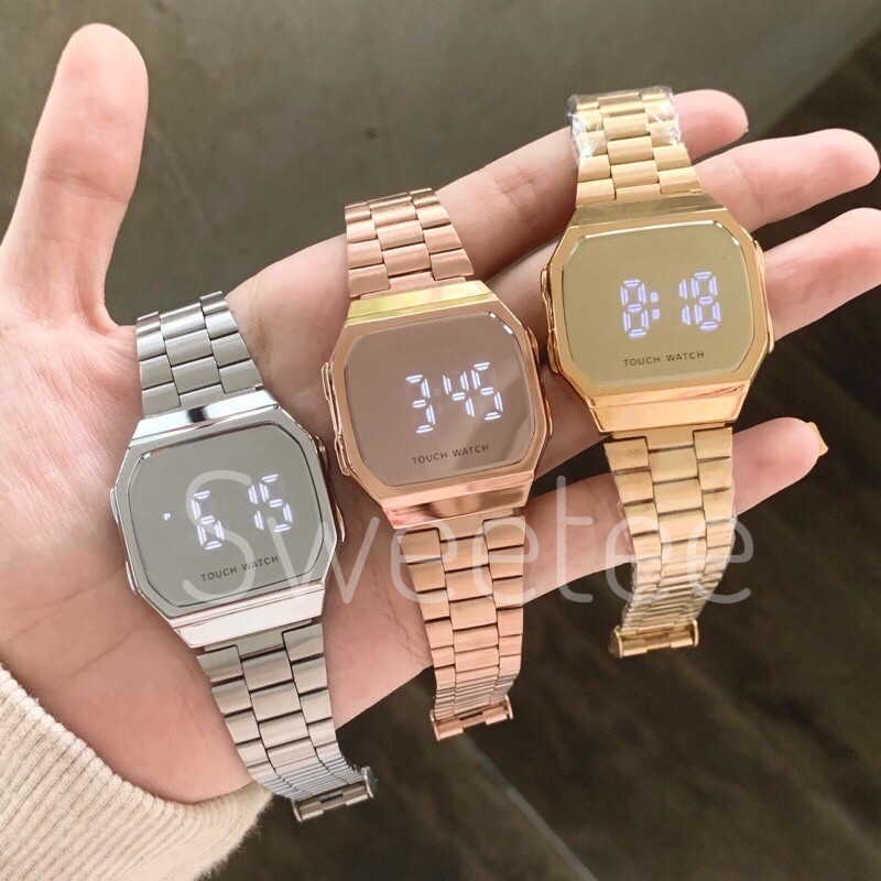 Đồng hồ nam, nữ Sweetee Tráng Gương dây thép kiểu dáng sang trọng