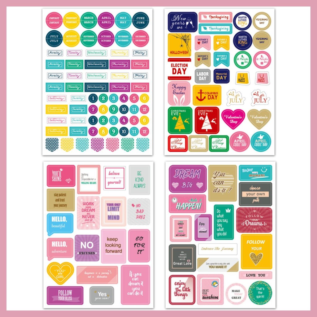 SET STICKER PLANNER 12 TẤM COLORFUL