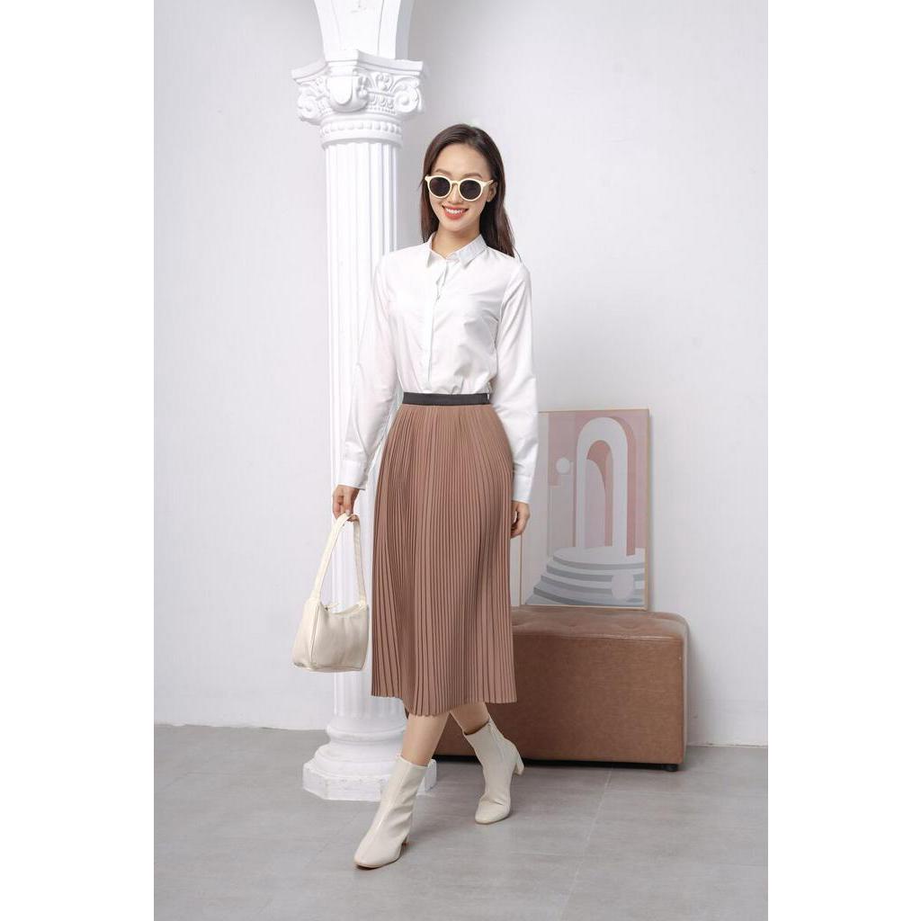 SƠ MI TRẮNG TRƠN CHIẾT EO NHẸ COTTON LỤA KHÔNG NHĂN NHÀU BASIC CÔNG SỞ XUÂN HÈ THU ĐÔNG CỔ LÁ NHỎ AHOLIC SM454