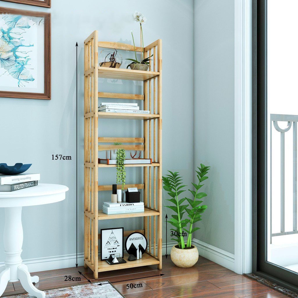 MIỄN PHÍ SHIP🆓Kệ Sách 5 Tầng TIỆM Kệ Gỗ Tự Nhiên Decor Lắp Ráp Đơn Giản Dễ Dàng Bookshelf 5F Natural