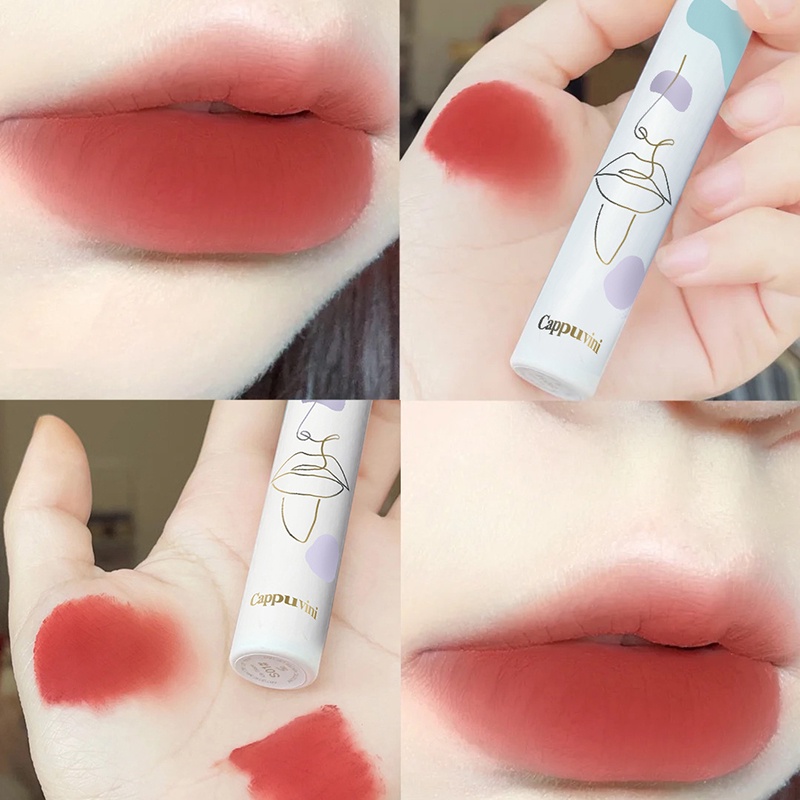 [Hàng mới về] Son môi trang điểm dưỡng ẩm lâu trôi không dính ly không phai màu thiết kế vỏ màu trắng dành cho học sinh