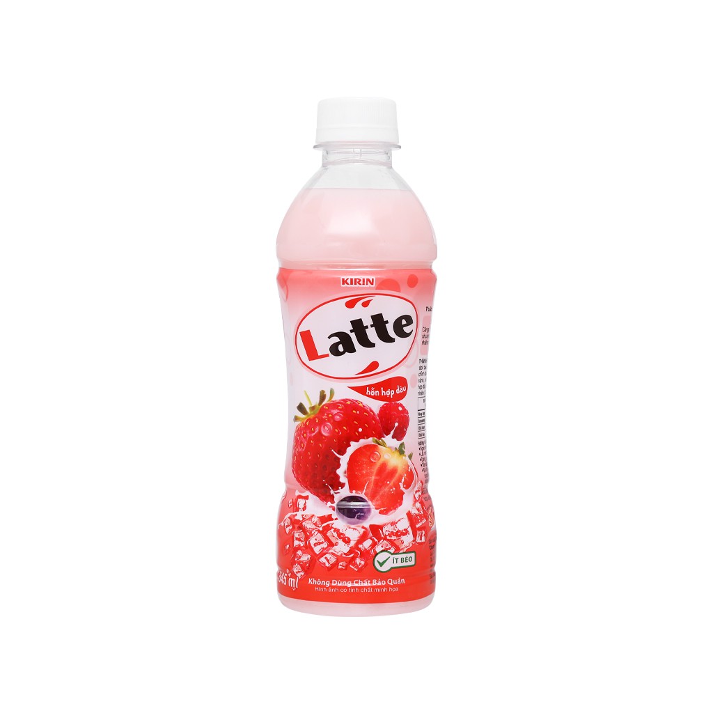 Lốc 4 chai thức uống thiên nhiên pha sữa Latte dâu hỗn hợp 345ml