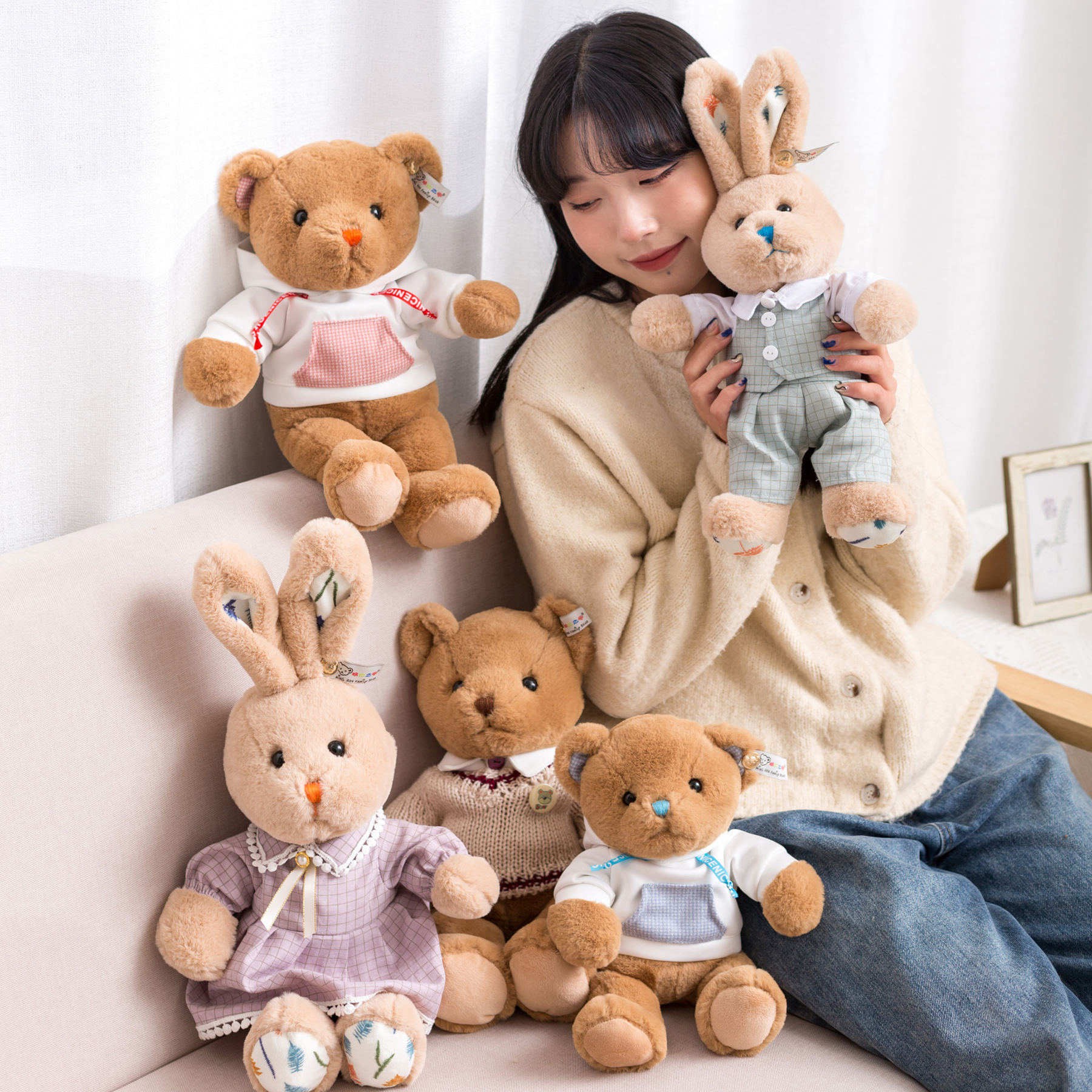 Thú Nhồi Bông Hình Gấu Teddy / Thỏ / Chim Sếu Dễ Thương Sáng Tạo Cho Bé