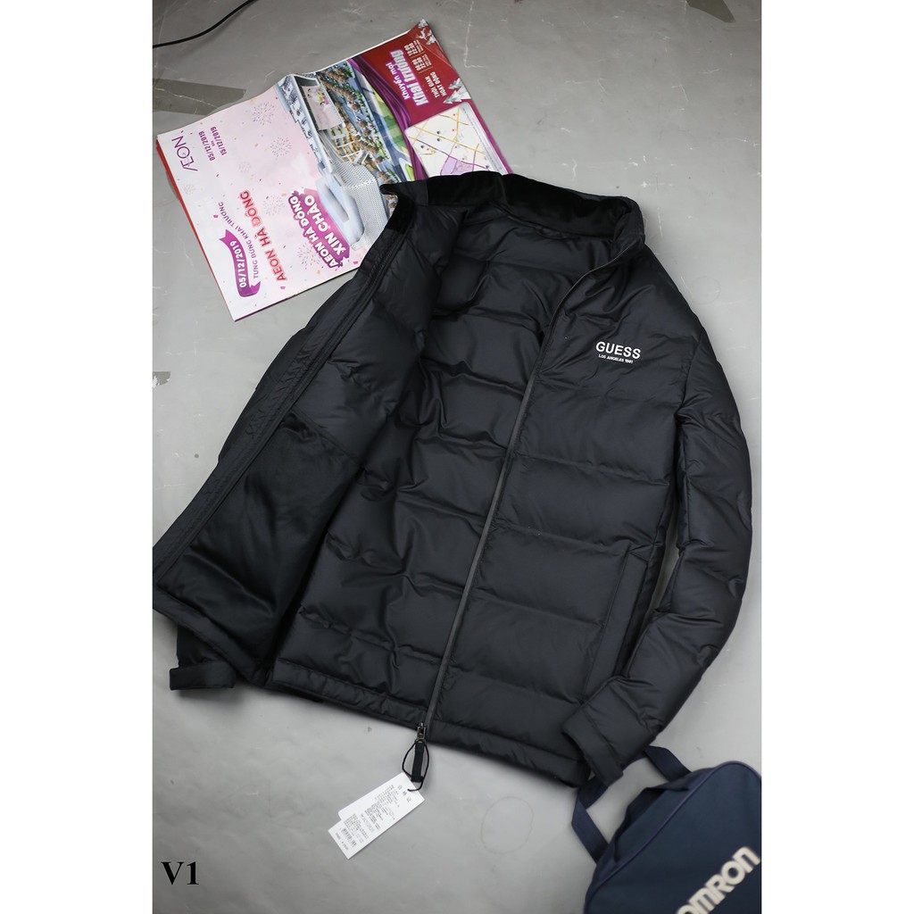 Áo khoác nam không mũ cổ cao chần bông Xuất Hàn: nhẹ ấm