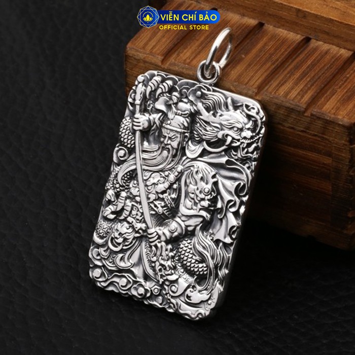 Mặt dây chuyền bạc nam Quan Thánh Yển Nguyệt Long chất liệu bạc Thái S925 nam tính mạnh mẽ Viễn Chí Bảo M100276