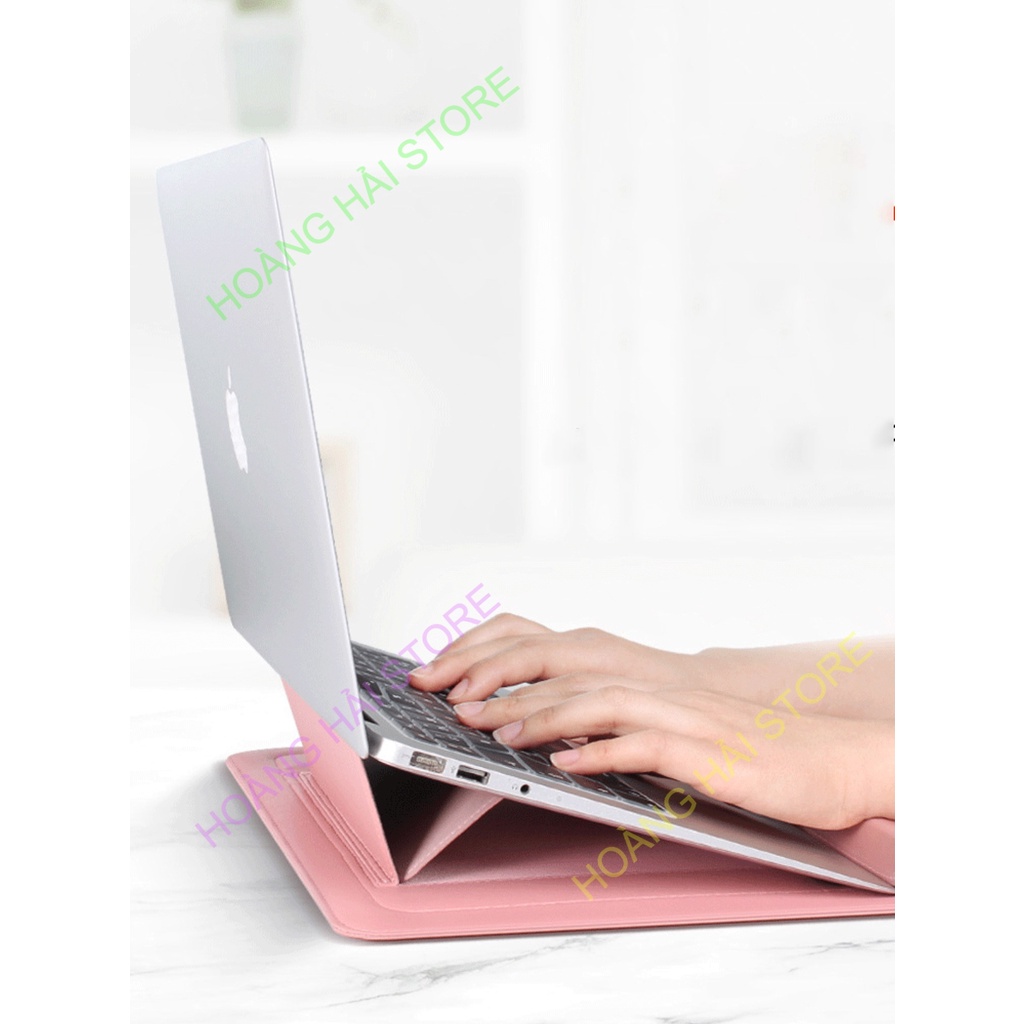 Bao da chống sốc macbook túi chống sốc laptop kiêm giá đỡ tản nhiệt kèm ví đựng sạc chuột