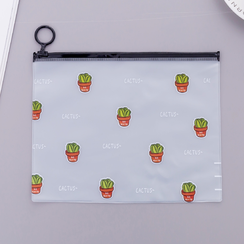 Túi Đựng Bút Trong Suốt Hình Cây Xương Rồng Dễ Thương Ốp