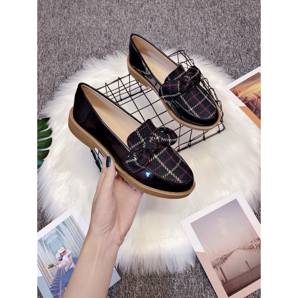 Giày lười slip on nữ phối dạ đính nơ thời trang hàng cao cấp chuẩn đẹp-GL18 | BigBuy360 - bigbuy360.vn