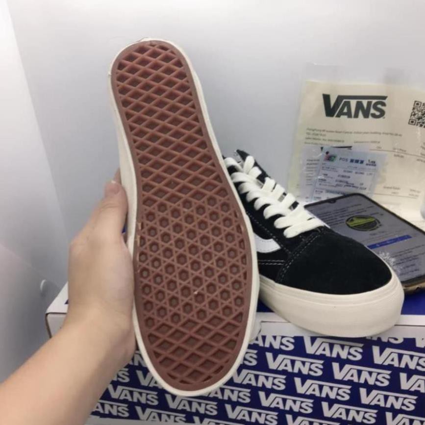 Giày Vans vault old skool, Vans Fog lười đen kẻ trắng fear of god nhung nỉ cao cấp Tặng Box Bill