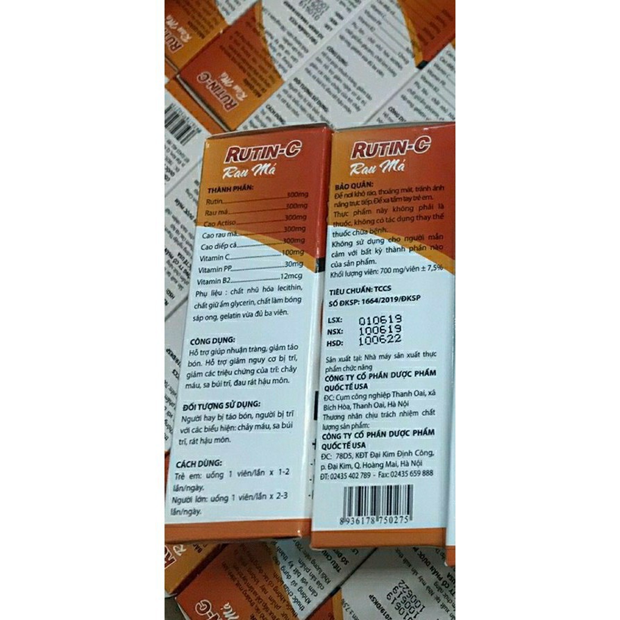 RUTIN - C rau má hỗ trợ điều trị viêm loét miệng, xuất huyết, chảy máu, trĩ ngoại trĩ nội 30 vieen