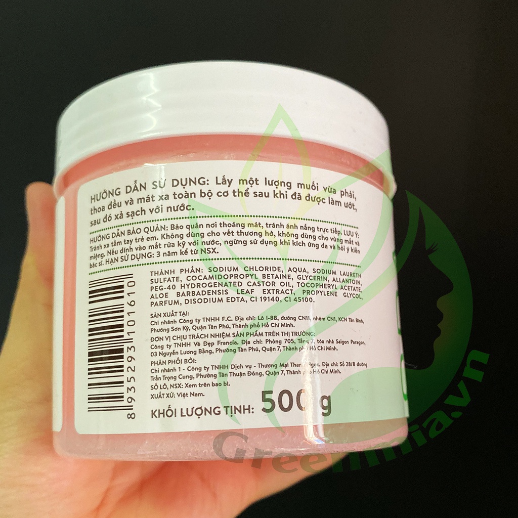 Tẩy Tế Bào Da Chết Body Dạng Muối Chiết Xuất Lô Hội Nha Đam Felina Salt Aloe Vera 500g Làm Sạch Da Dưỡng Da Mịn Màng