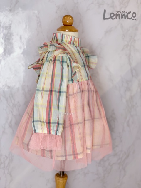 Váy kẻ tutu hồng Lennco