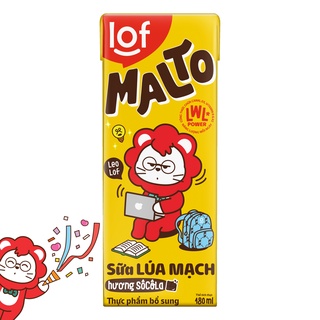 LOF MALTO_Sữa Lúa Mạch Sô Cô La 180ml x 48 hộp tặng 01 Balo
