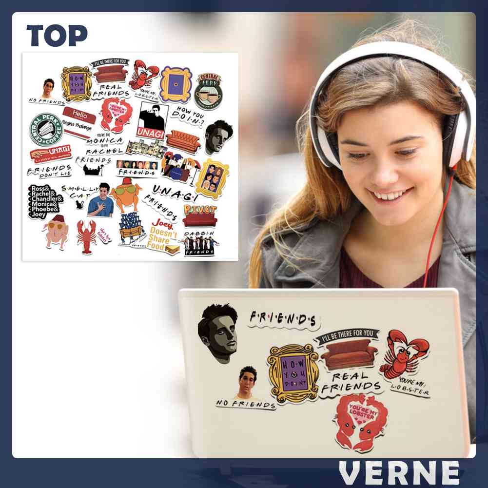 Bộ 34 Hình Dán Chống Thấm Nước VERNE Friends
