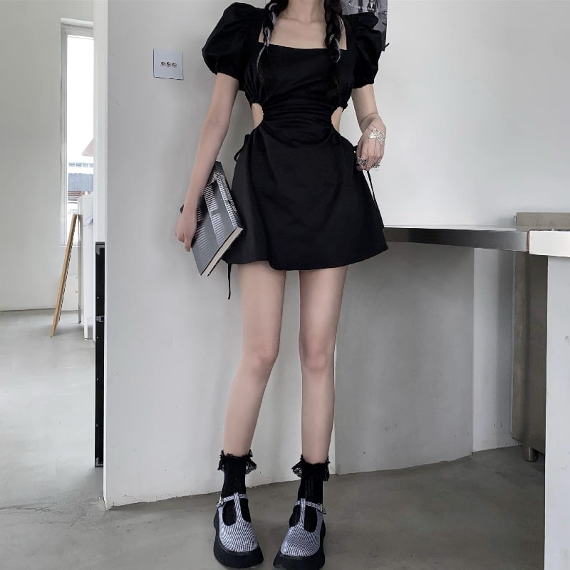 Váy hở lưng buộc dây sexy - Váy đầm nữ tư bồng buộc dây lưng khoét eo sexy tôn dáng freesize chất thô mát 3 màu | BigBuy360 - bigbuy360.vn