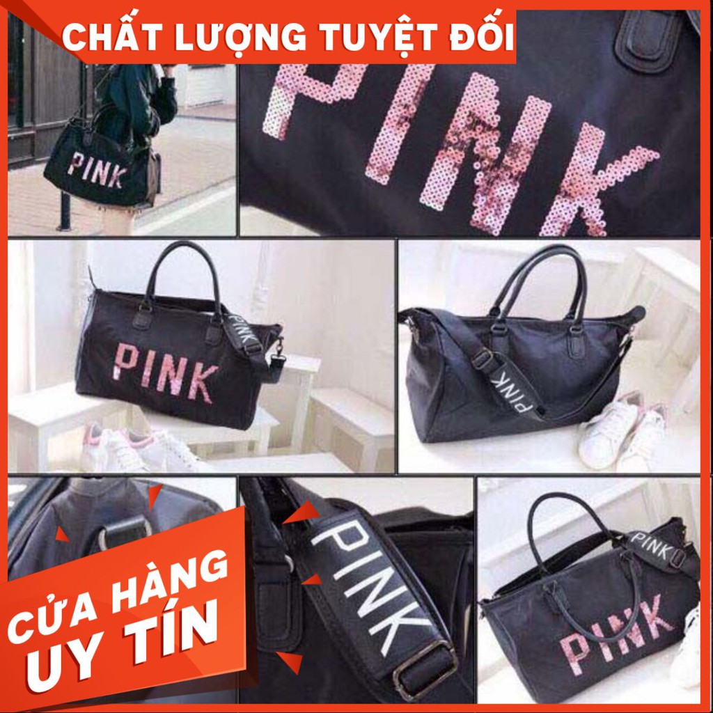 Túi xách du lịch Pink 2 in 1 màu đen cao cấp size to