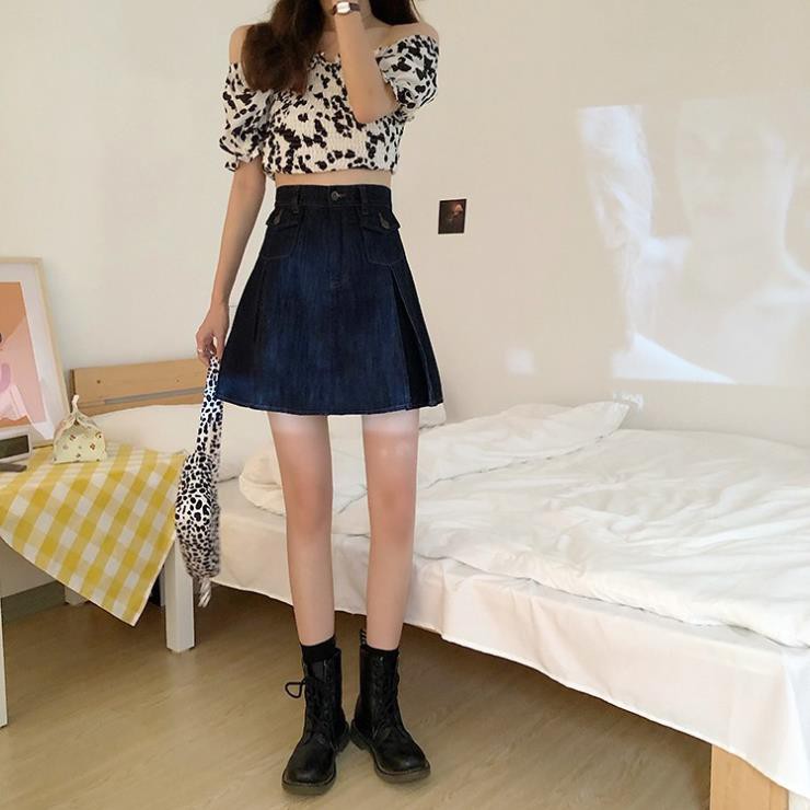 Xiaozhainv Váy Jean Dáng Chữ A Phong Cách Hàn Quốc Dễ Phối Đồ 😘