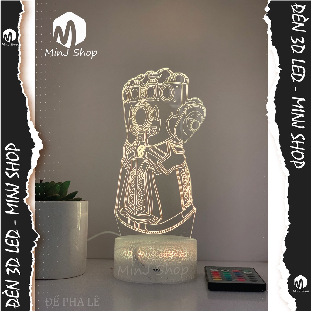 Đèn Ngủ 3D Găng Tay Thanos | 16 Màu + Remote | Đèn Ngủ 3D Led Marvel | MinJ Shop