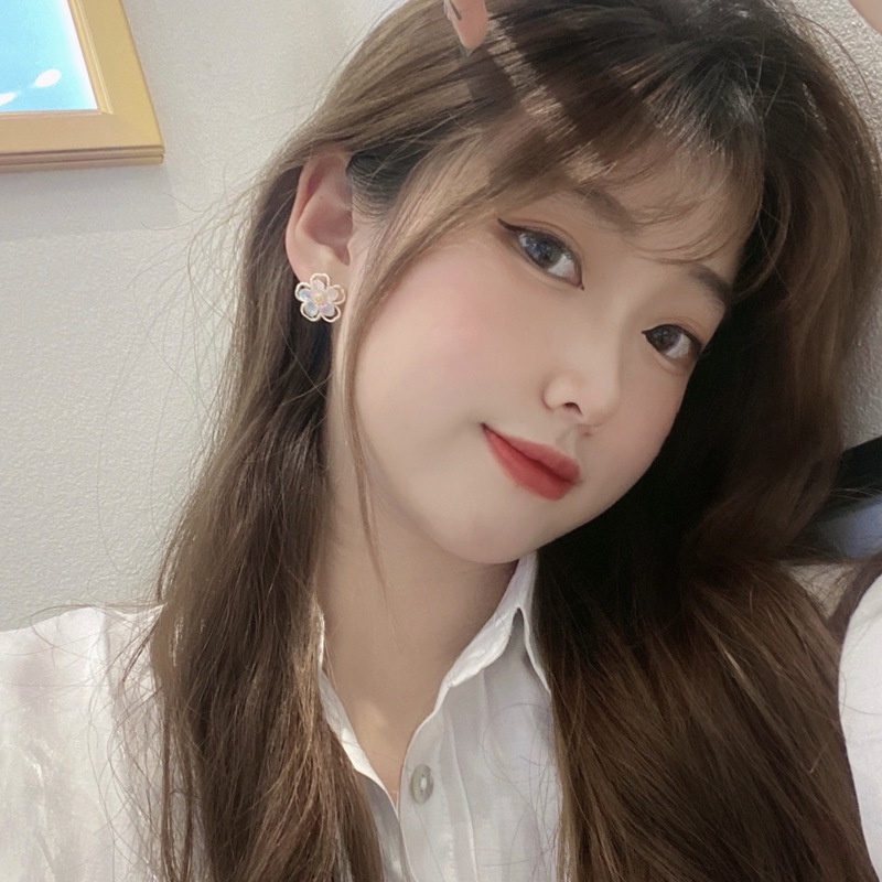 Bông Tai Mạ Bạc 925 Hình Hoa Phong Cách Hàn Quốc Ngọt Ngào Đơn Giản