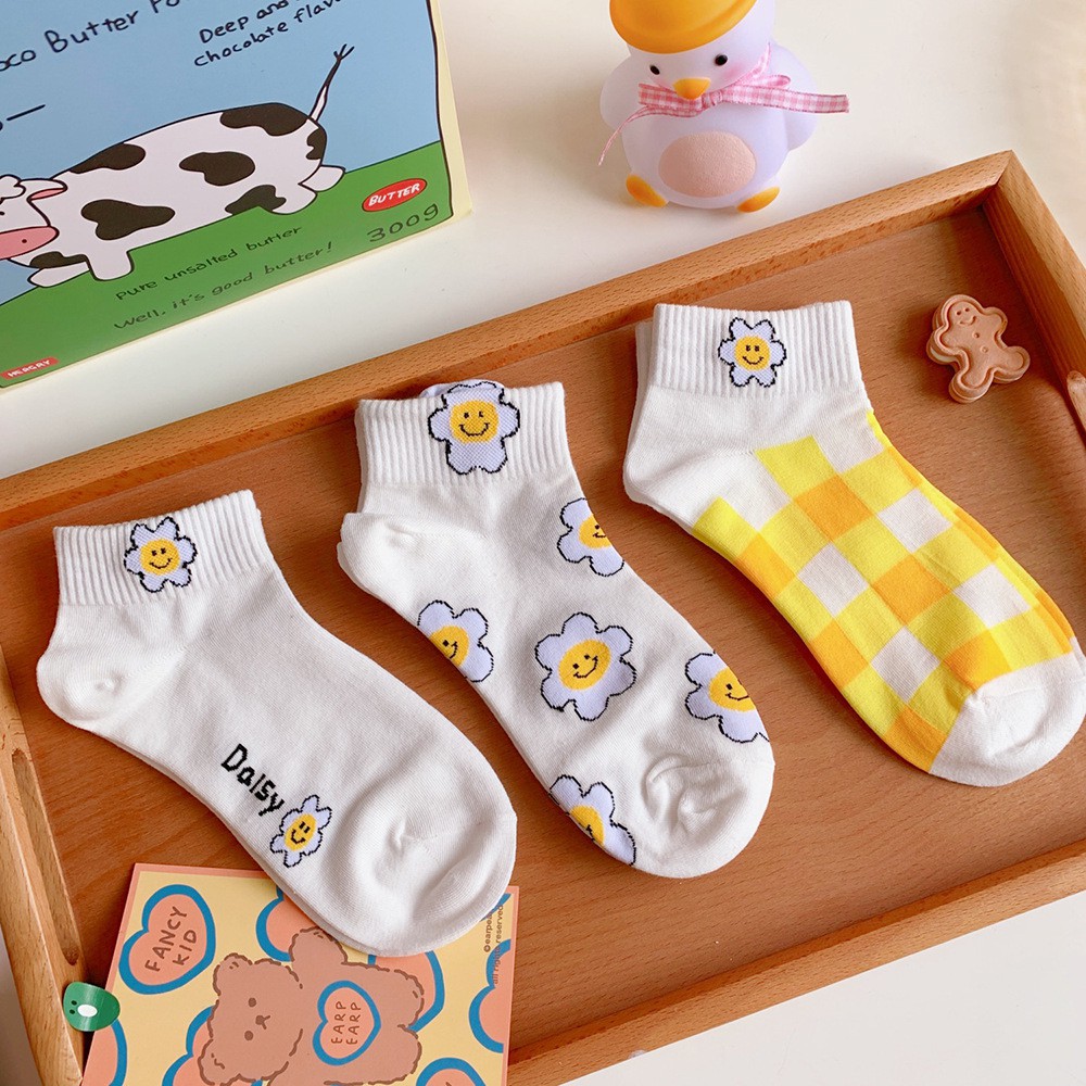 [Mã SKAMCLU8 giảm 10% cho đơn từ 100K] Vớ/Tất cổ thấp họa tiết trứng ốp la xinh xắn cho nữ