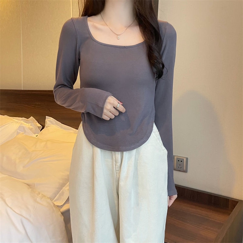 Áo thun COZOKC tay dài màu đơn giản thời trang cho nữ