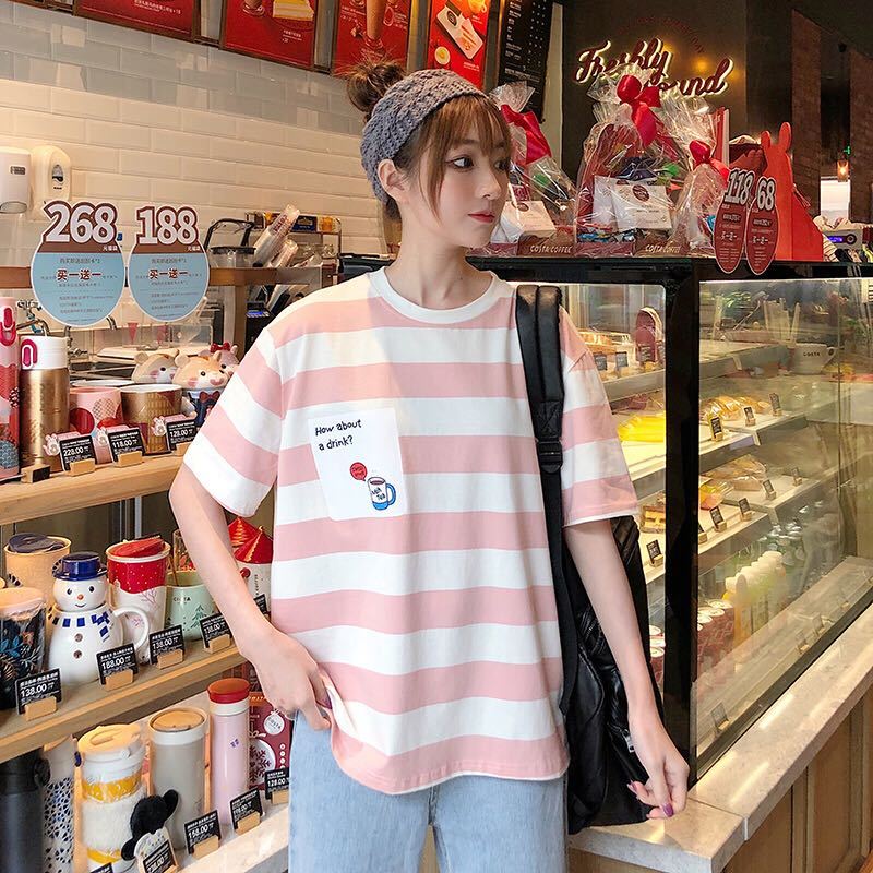 Áo Thun NgắN Tay Kẻ SọC Phong CáCh HàN QuốC 2022 JL-TX-203