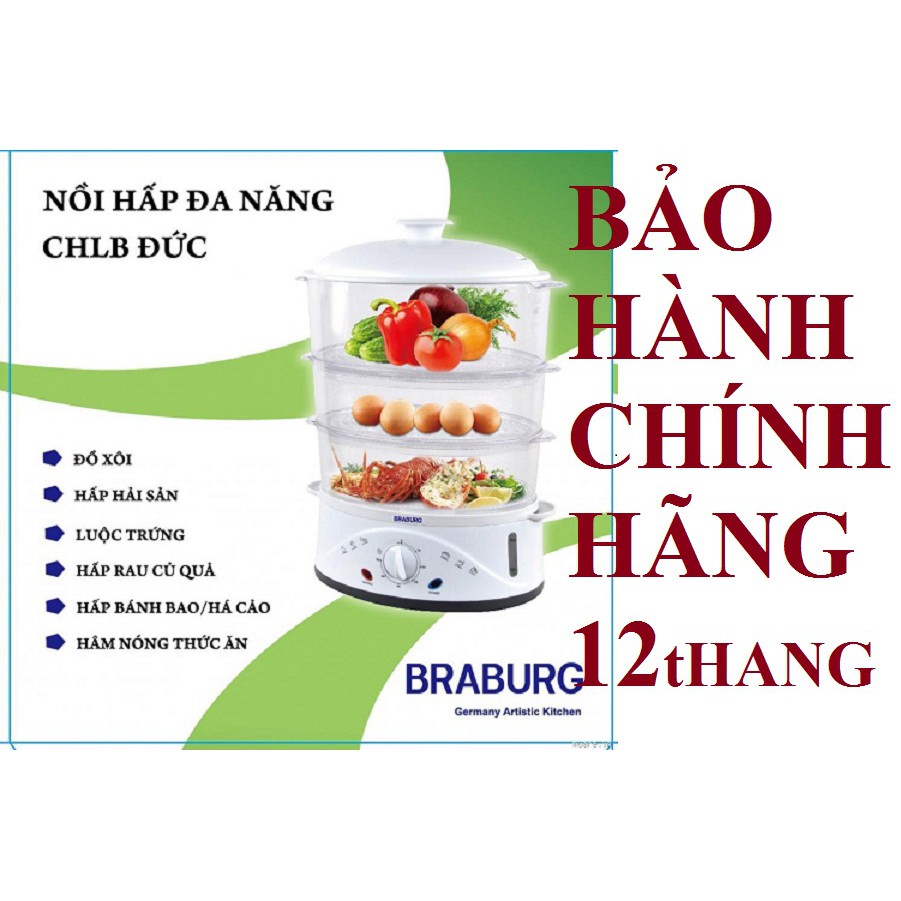 Nồi hấp điện đa năng 3 tầng Braburg