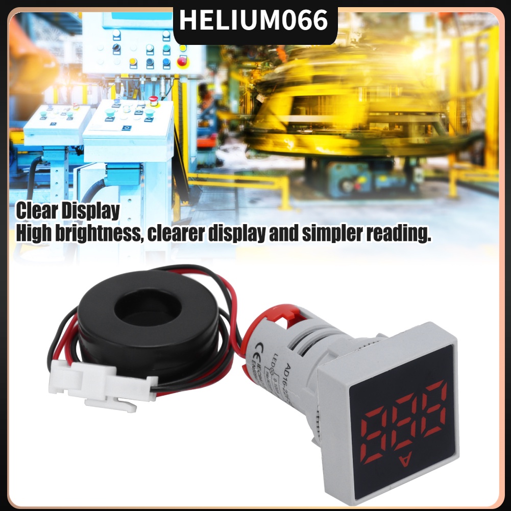 Đồng hồ đo dòng điện kỹ thuật số Bảng điều khiển mờ Ampe kế Đèn báo tín hiệu AC 220V AD16‑22FSA Helium066