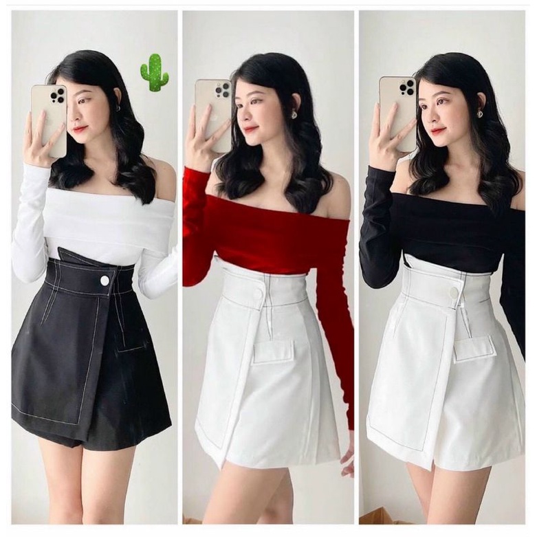 SÉT ÁO BẸT VAI CHÂN VÁY VIỀN CHỈ XINH LẮM