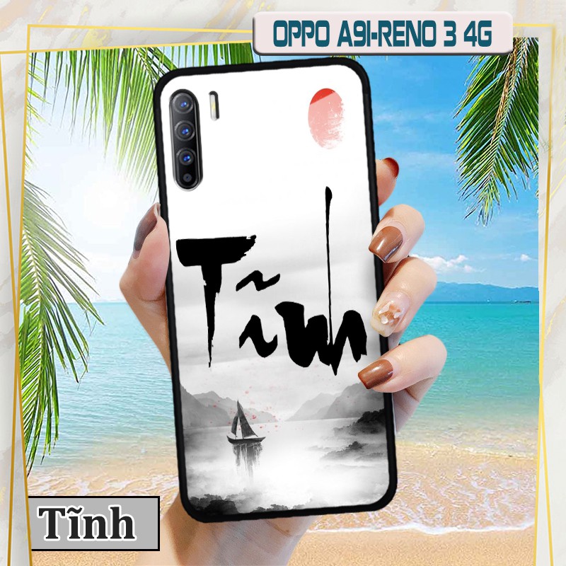 Ốp lưng kính 3D Oppo A91/ Reno 3 4G- chữ thư pháp ý nghĩa