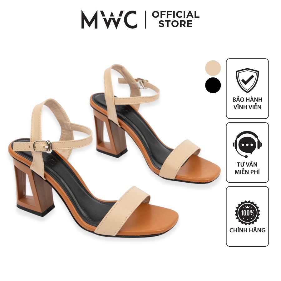 Giày MWC 4325 - Giày Cao Gót Đế Vuông 7CM Quai Ngang
